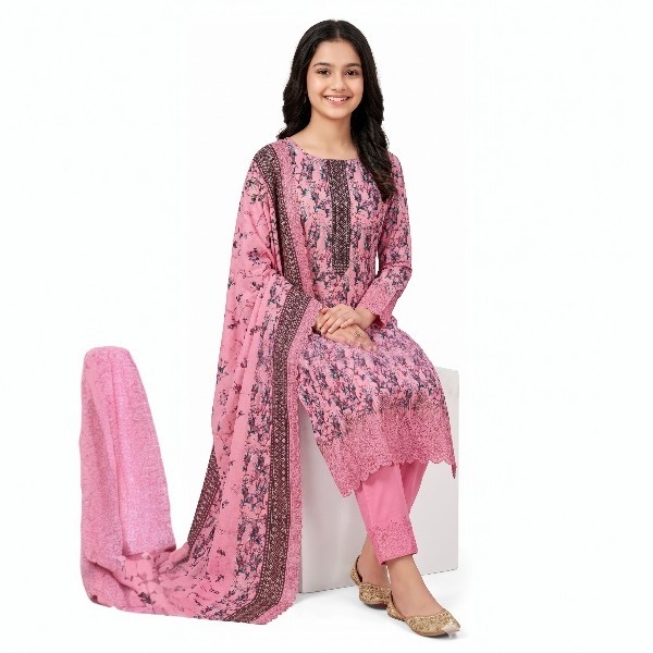 প্রিমিয়াম জমজম ১০০% কটন ডিজিটাল প্রিন্ট থ্রি-পিস সেট – জমকালো এমব্রয়ডারি ও কাটওয়ার্ক ডিজাইন।
